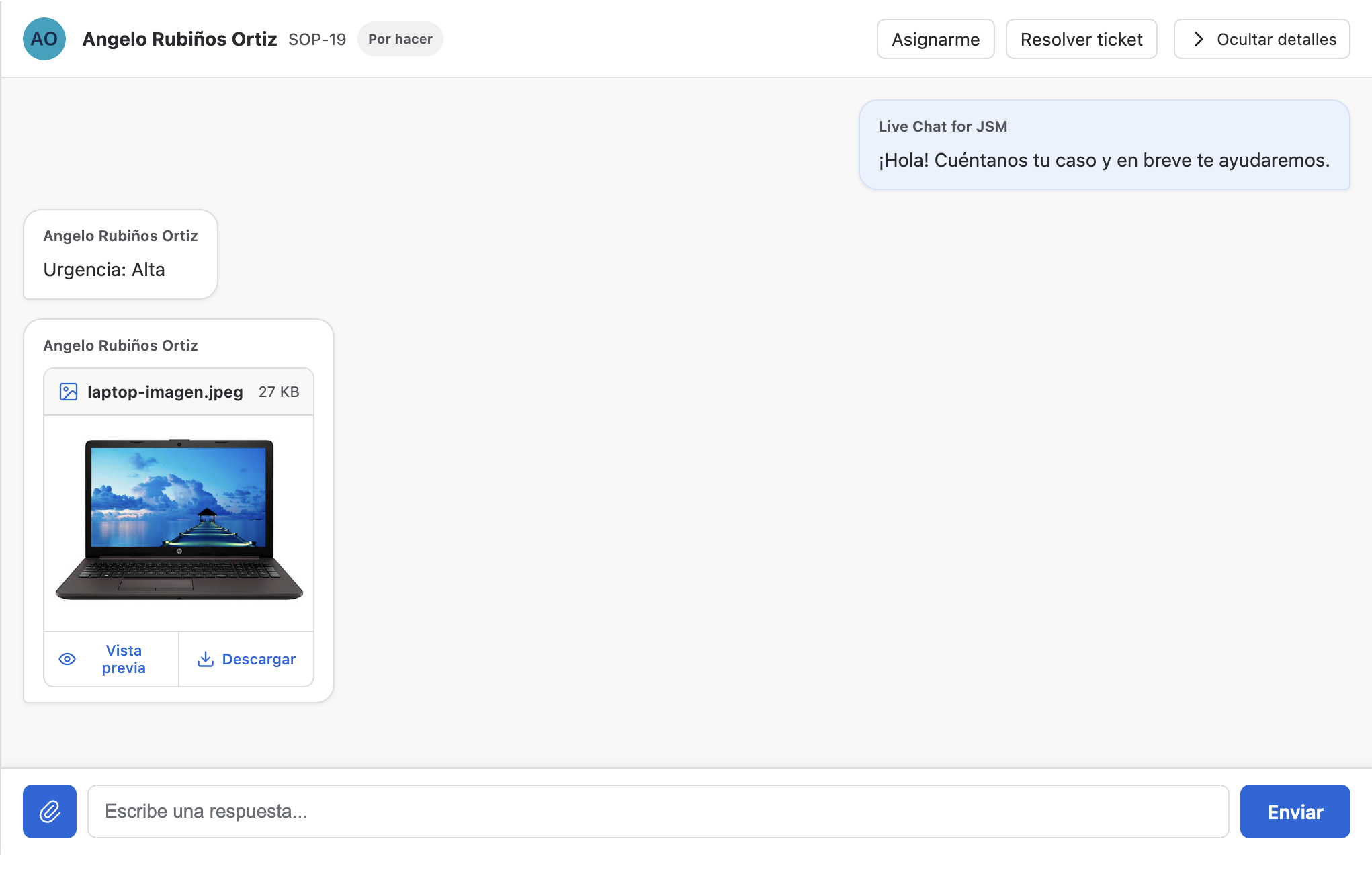 Bandeja de Live Chat