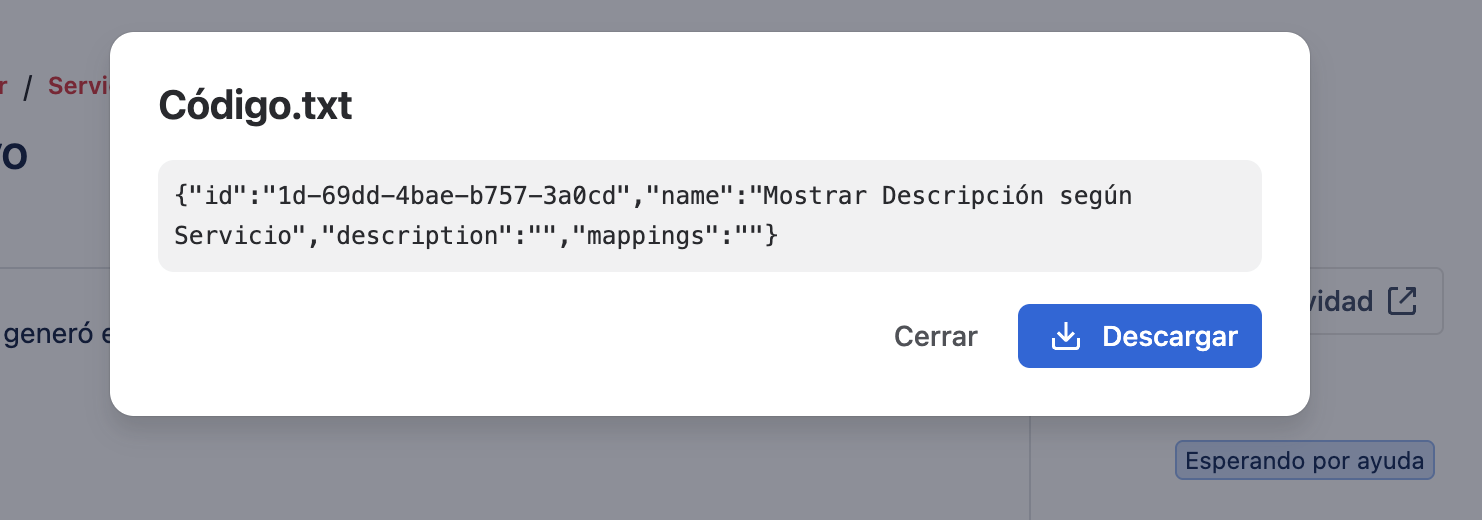 Ventana de vista previa de un archivo de texto en el portal de Jira Service Management, con los botones Descargar y Cerrar