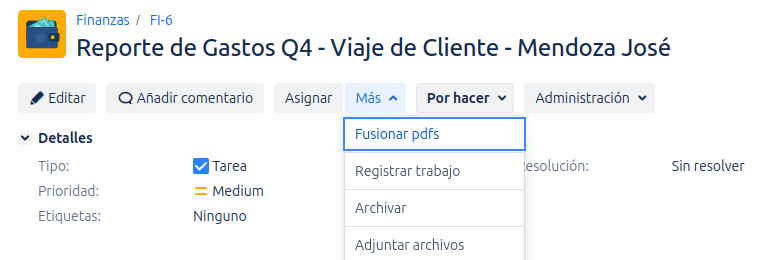 Botón de acceso a la fusión