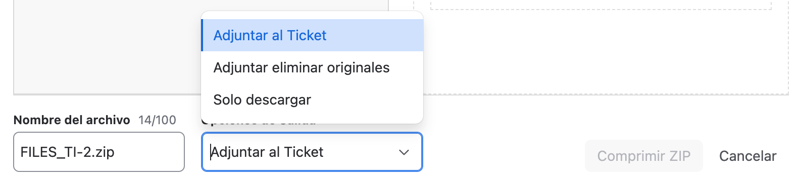 Configurar resultado de compresión