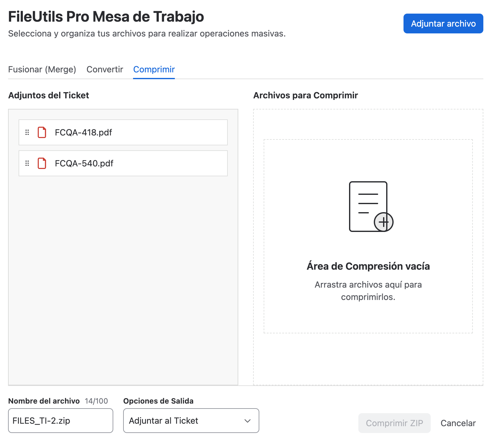 Preparar compresión