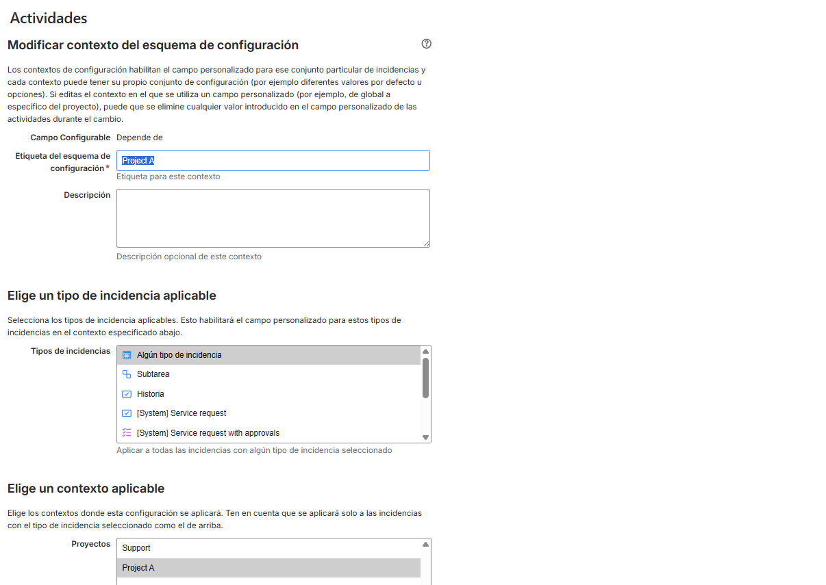Configurar alcance del nuevo contexto