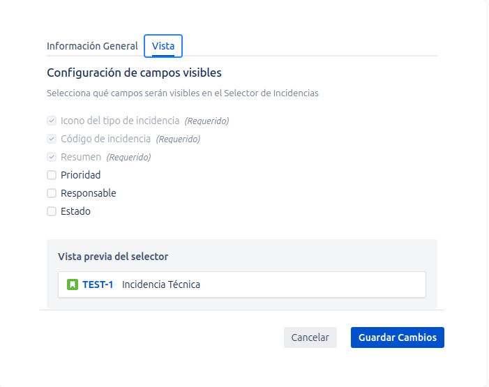 pestaña vista campo