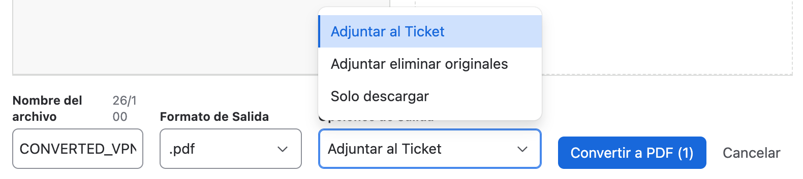 Configurar resultado de conversión