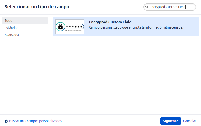 Vista de creación de campos completa