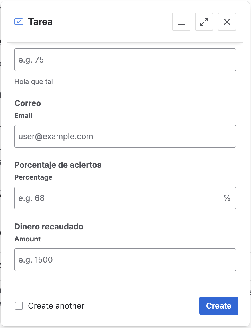 Campo Currency en el diálogo de creación de issue