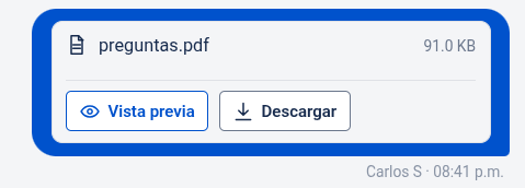 Tarjeta de PDF en el chat del widget