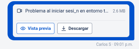 Tarjeta de vídeo en el chat del widget