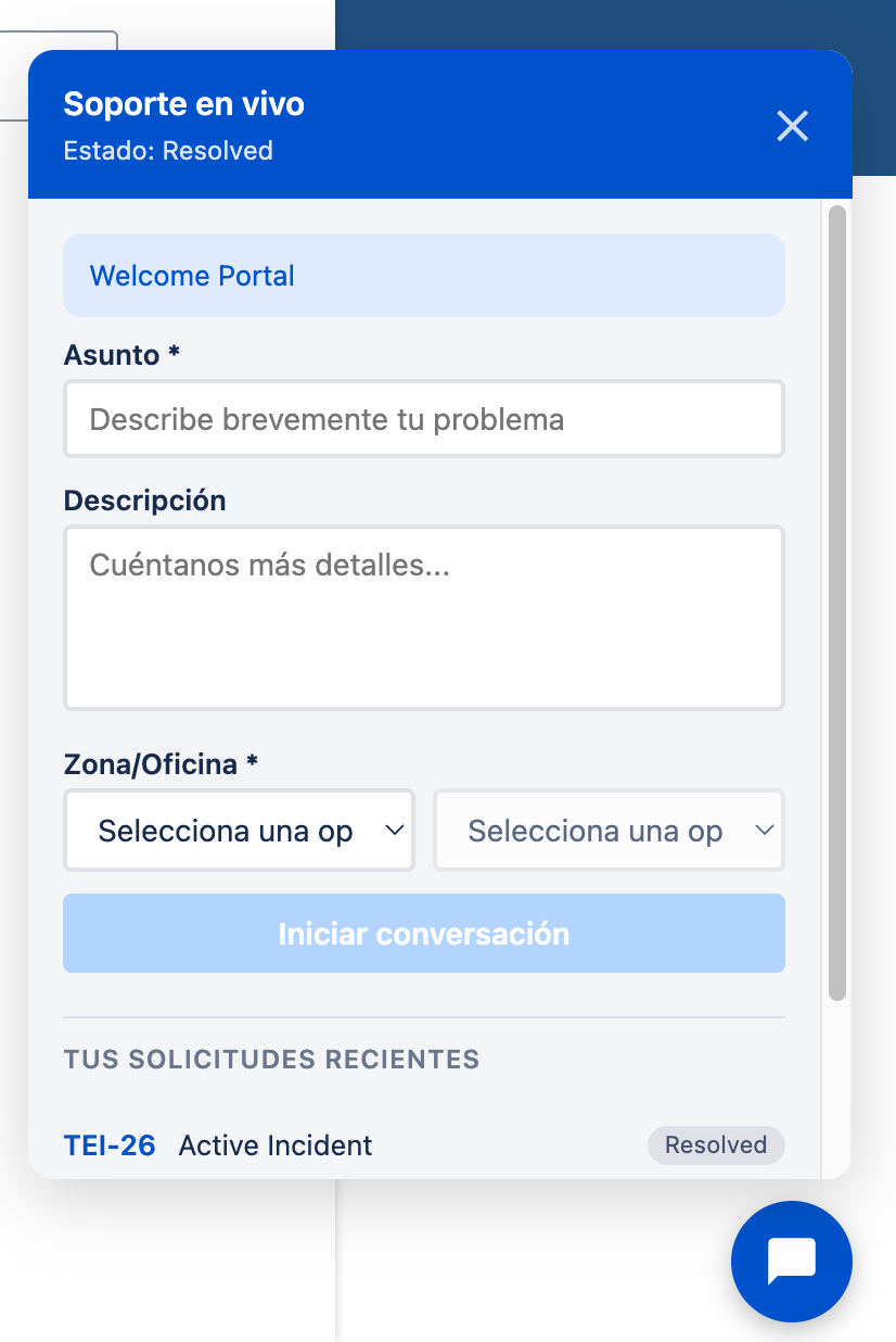Widget de chat en el portal