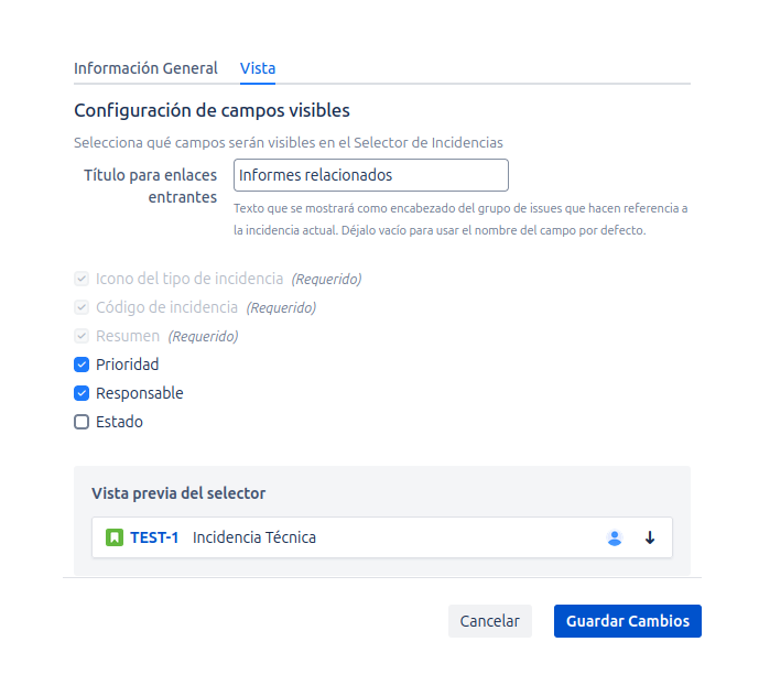 pestaña vista campo