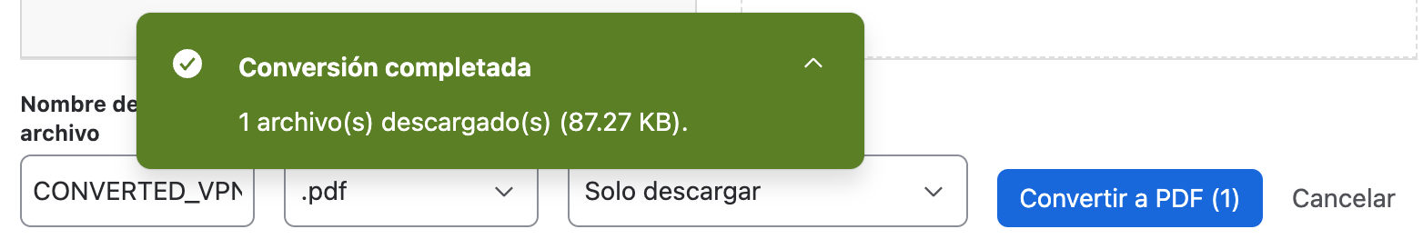 Mensaje de éxito