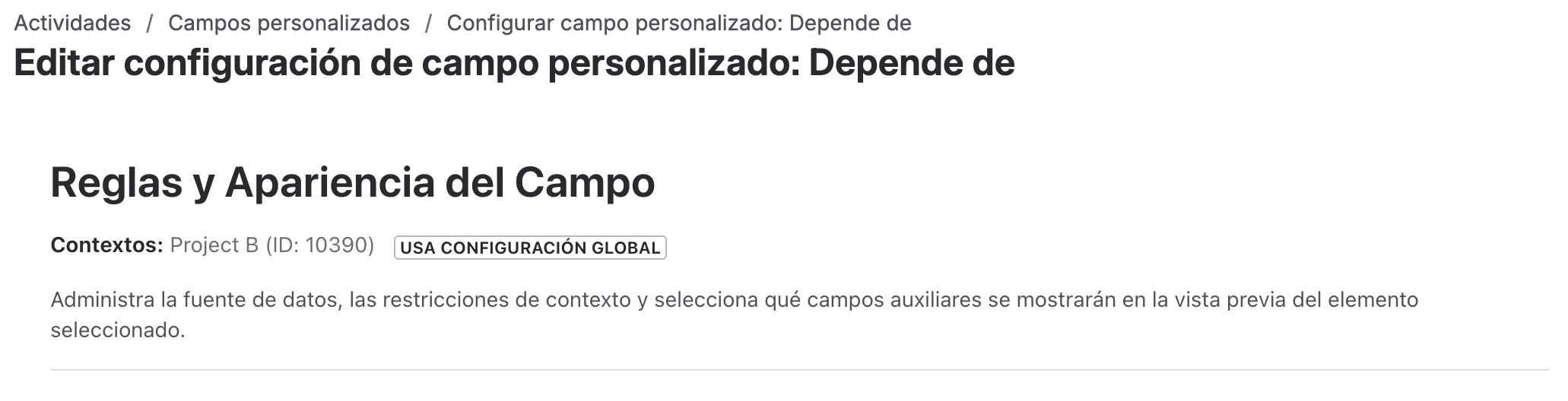 Contexto usando valores predeterminados globales