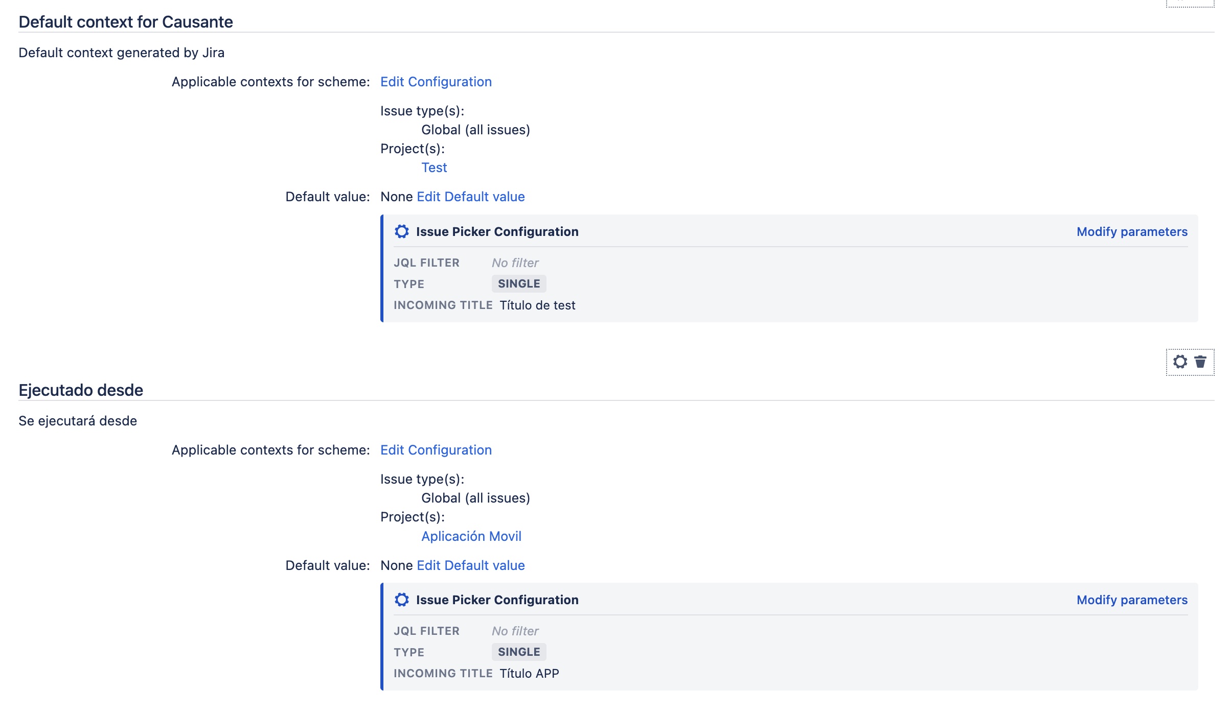 Configuración de títulos del panel por contexto