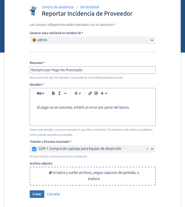 Búsqueda y selección de issues en el portal de JSM