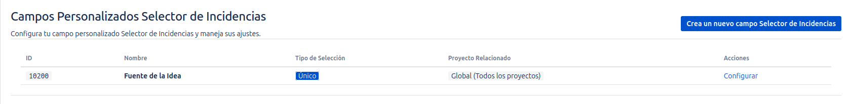 Vista de la página de administración