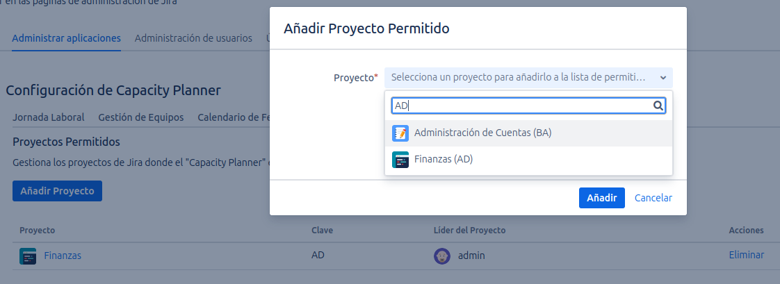 Modal para Agregar Proyecto