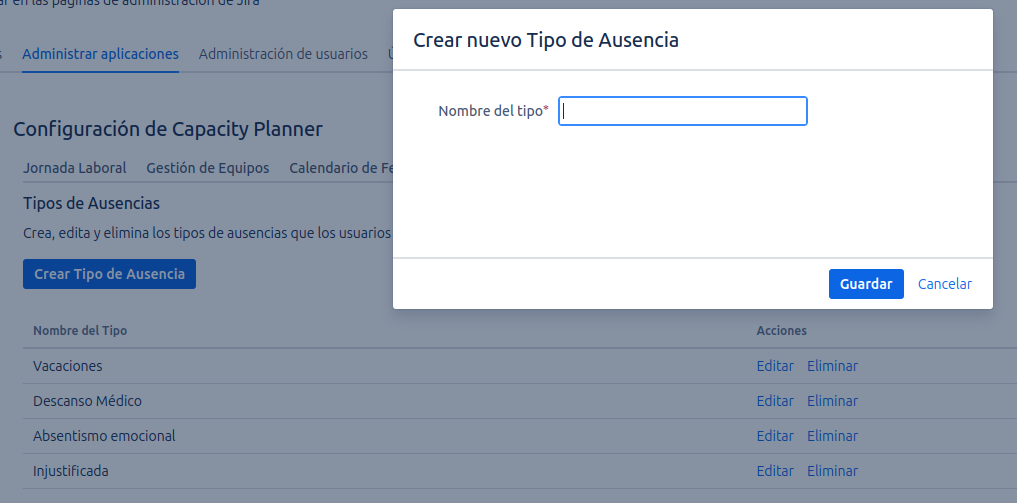 Gestión de Tipos de Ausencia