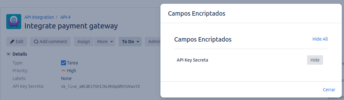 vista de configuración de campo completo