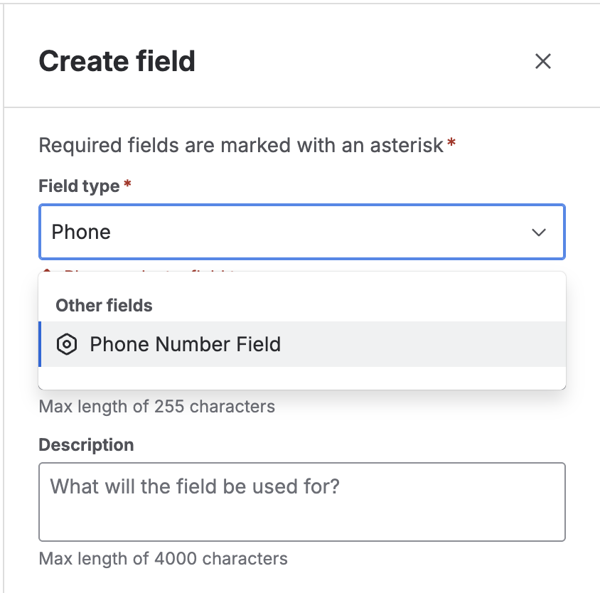 Selección del tipo Phone Number Field en Jira Cloud