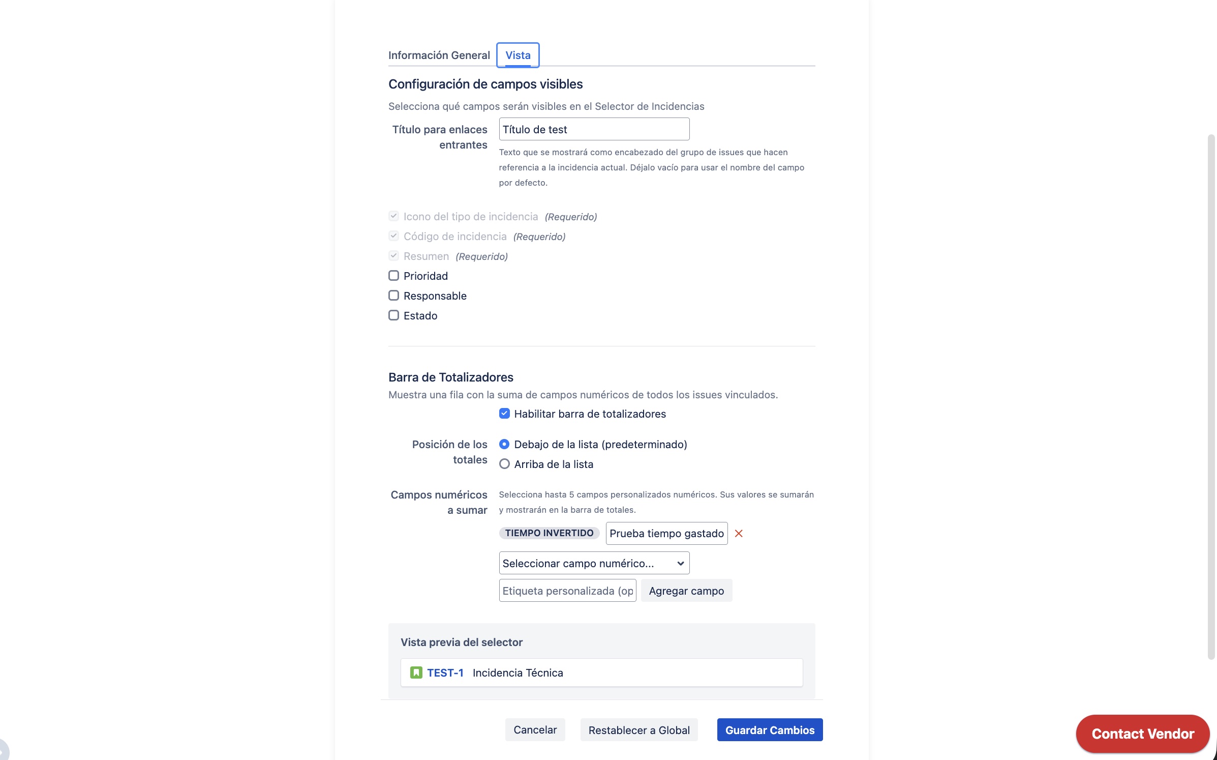 Configuración de Totalizadores