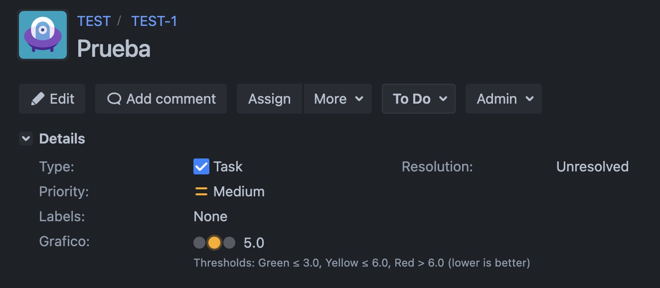 Indicador Semáforo y leyenda renderizados en el tema oscuro de Jira