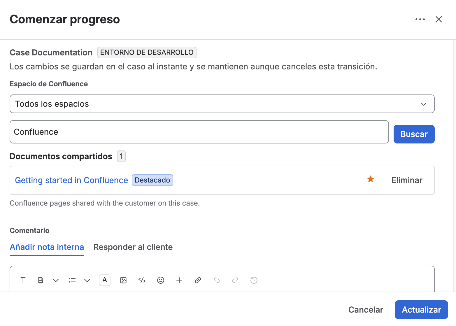 Campo Case Documentation en la transición