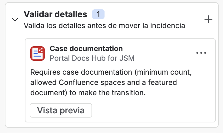 Validador Case documentation en Validar detalles