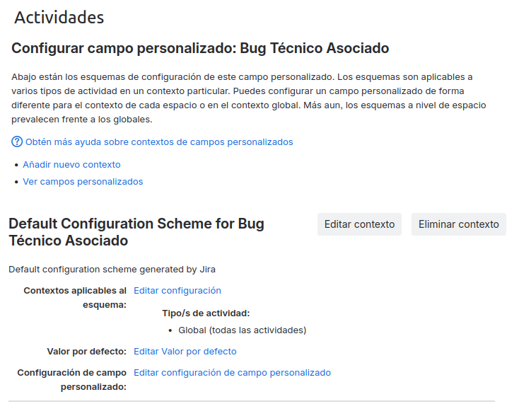 Modal de configuración del campo