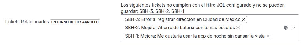 Alerta de issue no válido