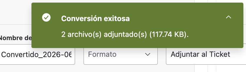 Mensaje de éxito
