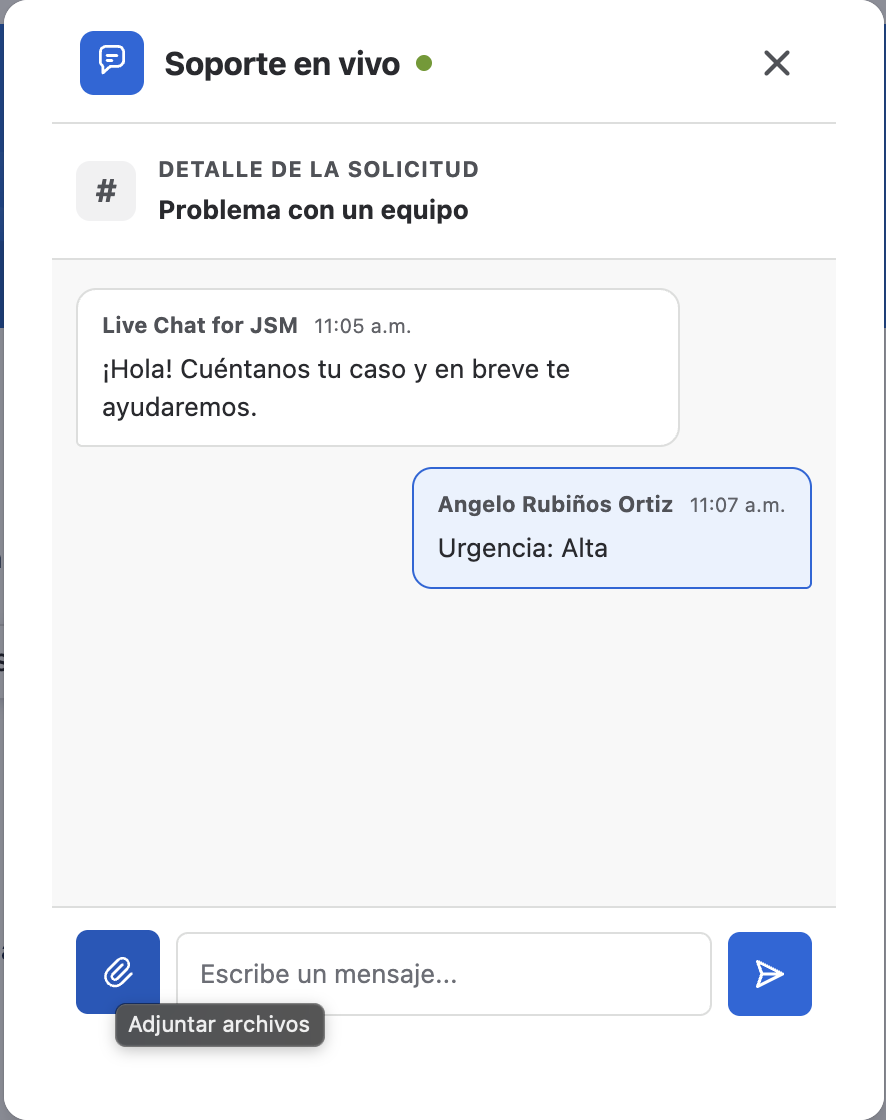 Tooltip Adjuntar archivos en el widget