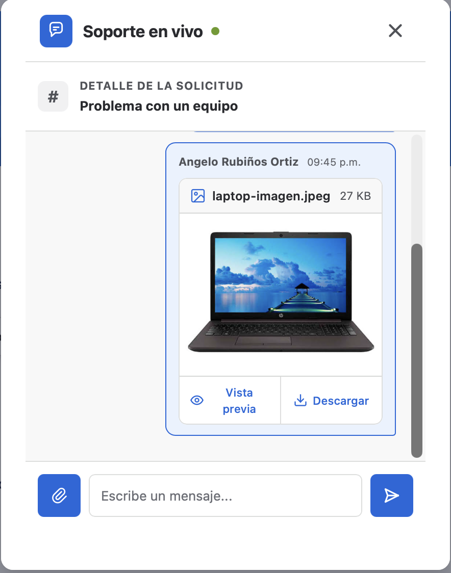 Imagen adjunta visible en la conversación