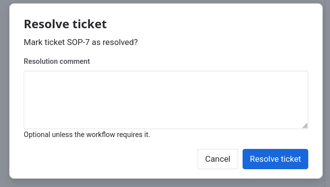 Resolve conversation dialog