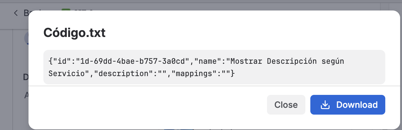 Preview window for a text file on the work item view, with Download and Close buttons
