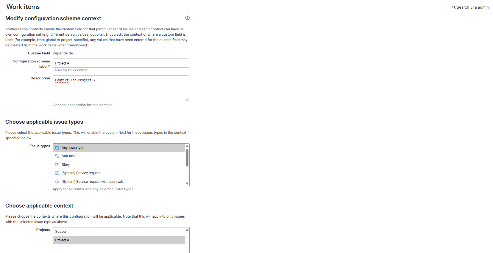 Configure new context scope