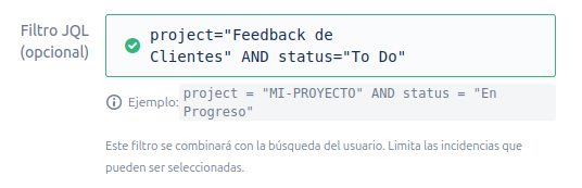 view of the JQL filter field