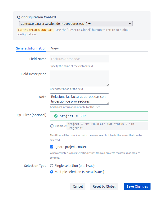 Context Configuration Saved