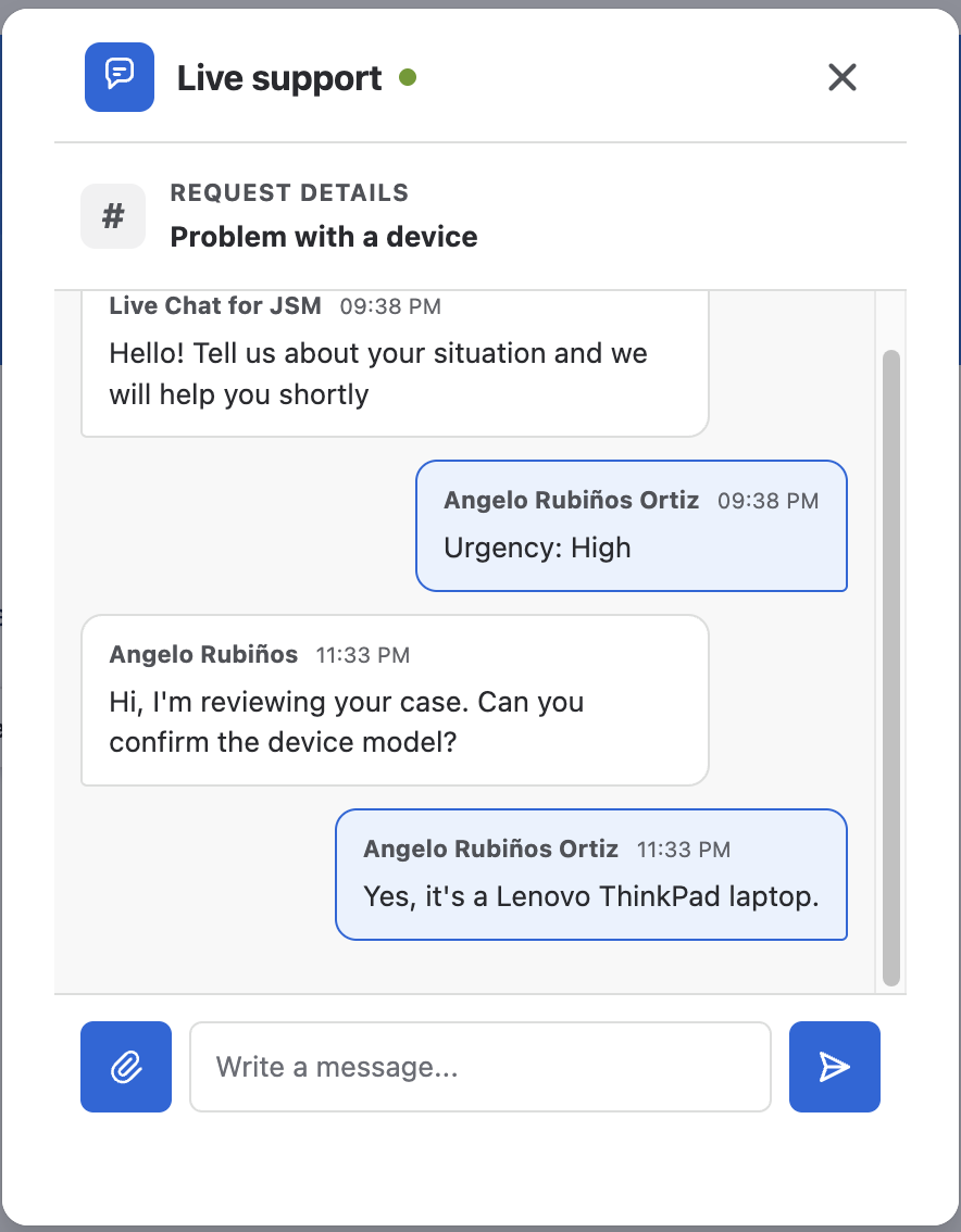 Chat widget - Conversation