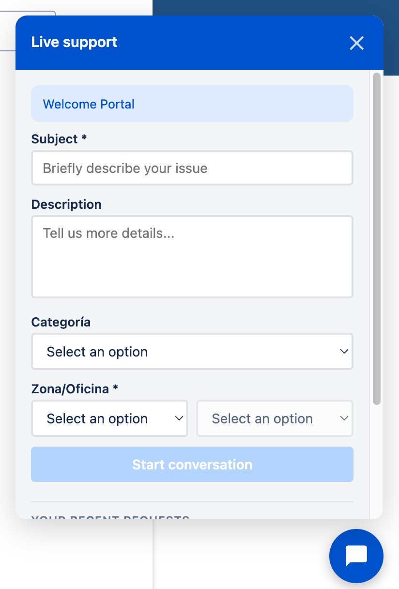 Portal chat widget