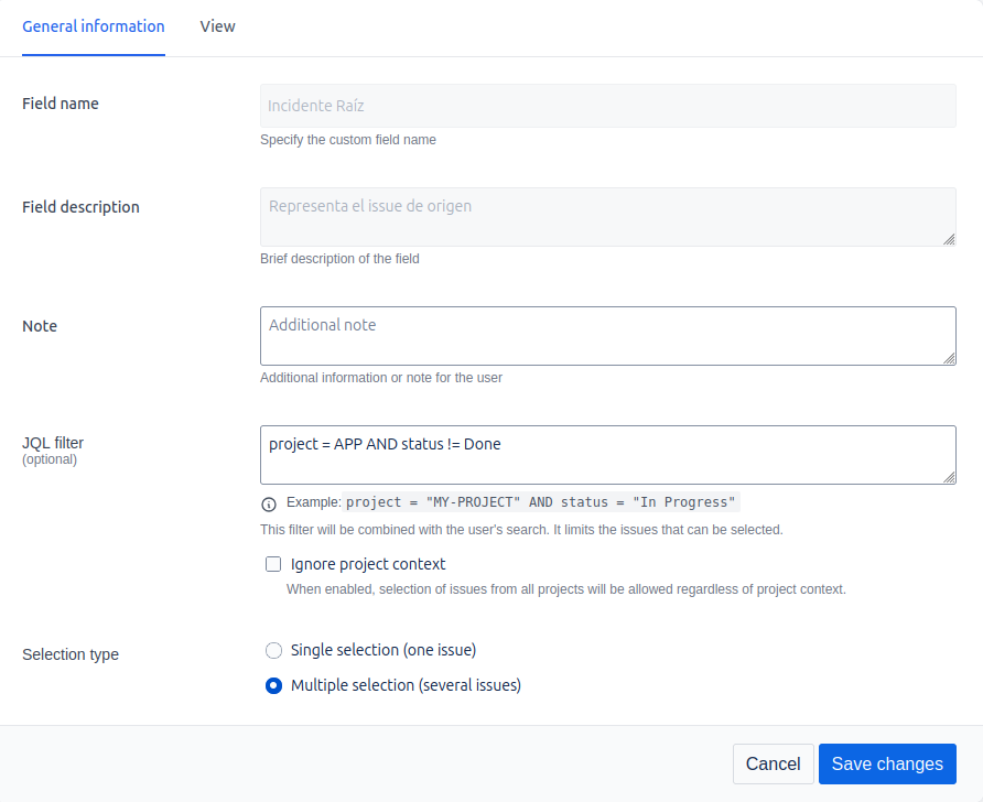 General configuration tab