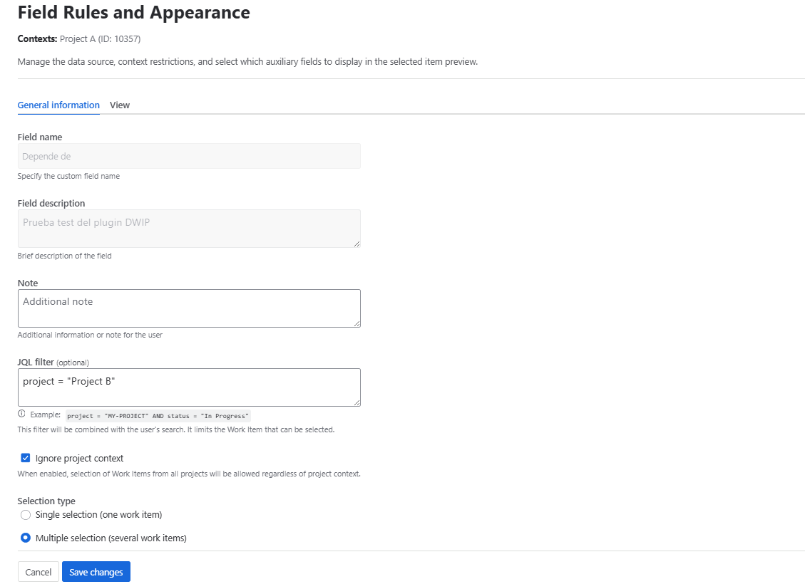 General configuration tab