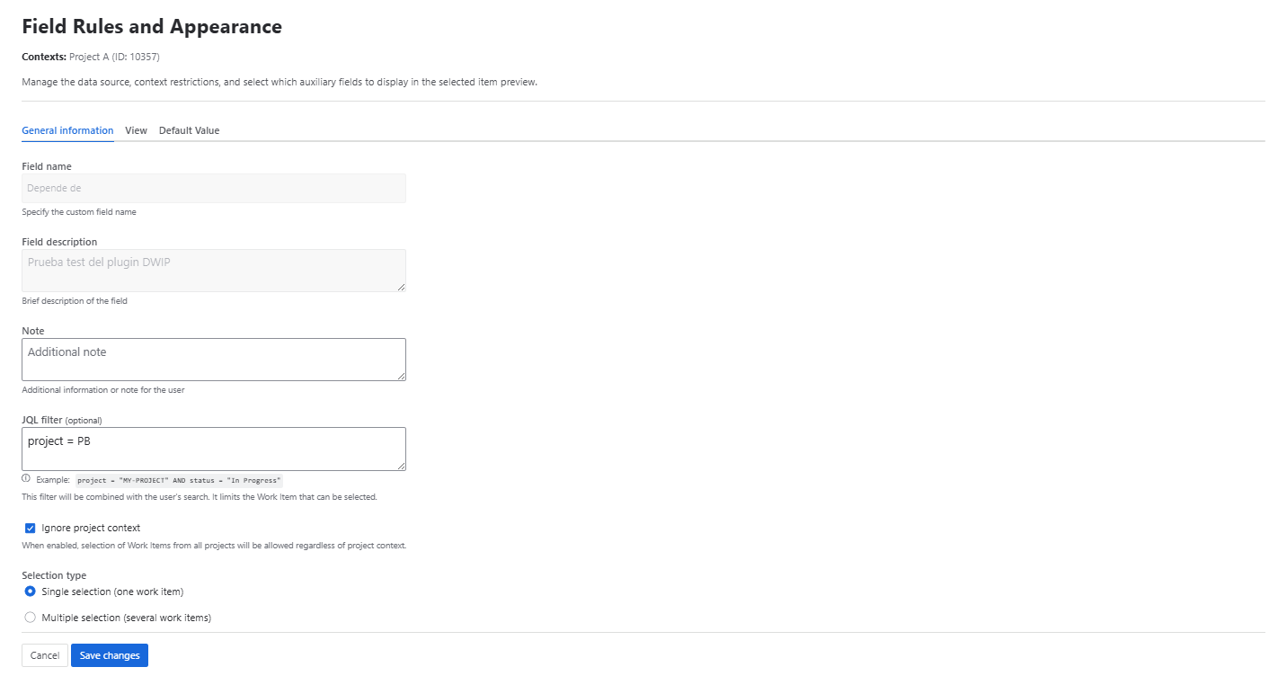 General configuration tab