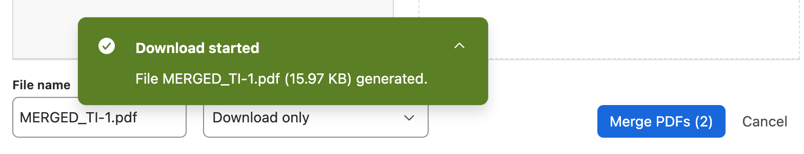 Download start notification
