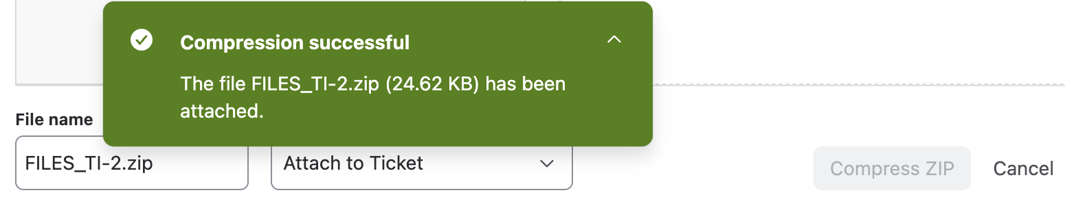 Compression success message