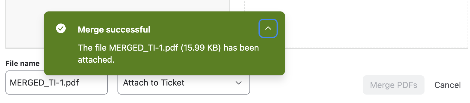 Merge success notification