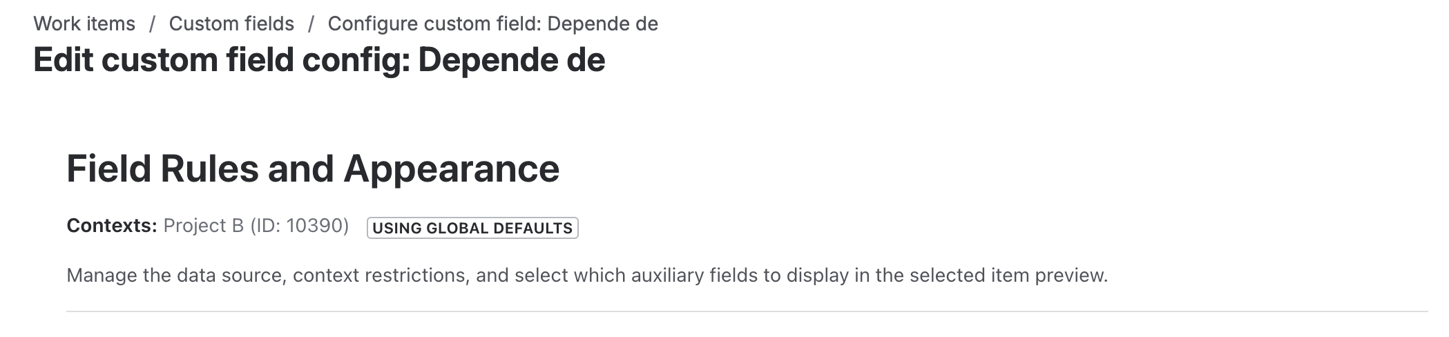 Context using global defaults