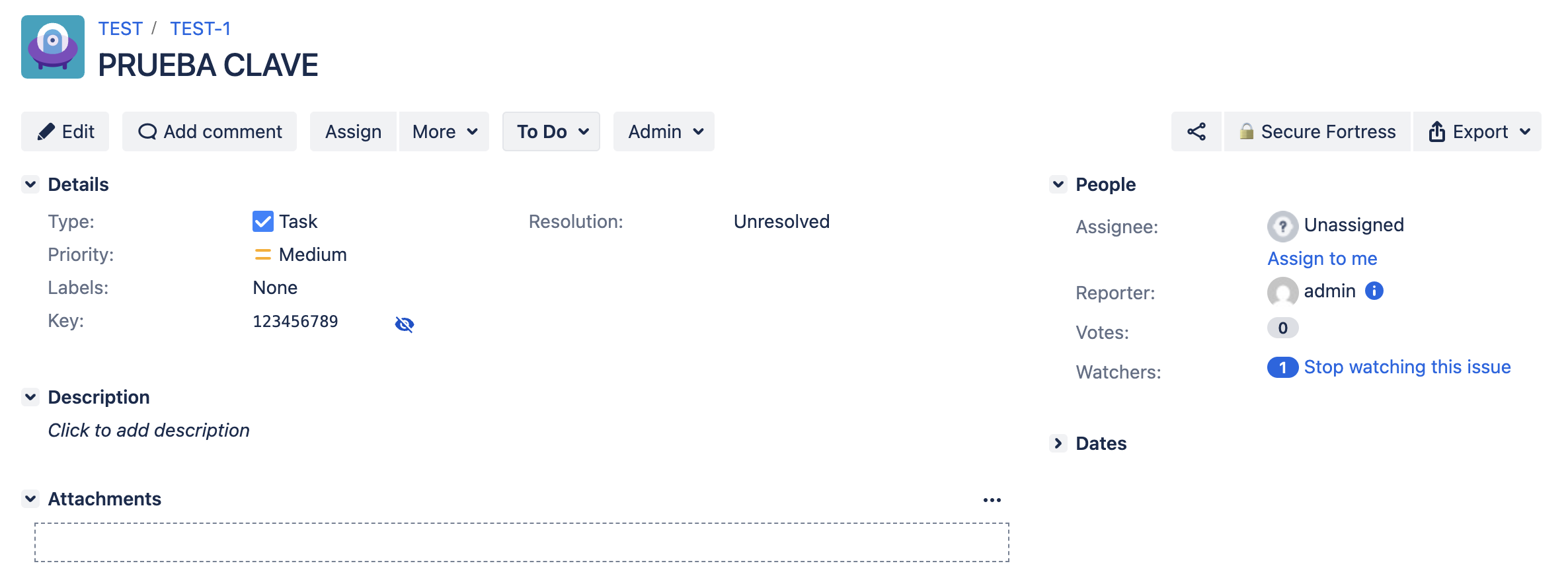 Eye icon next to an encrypted field in the issue view