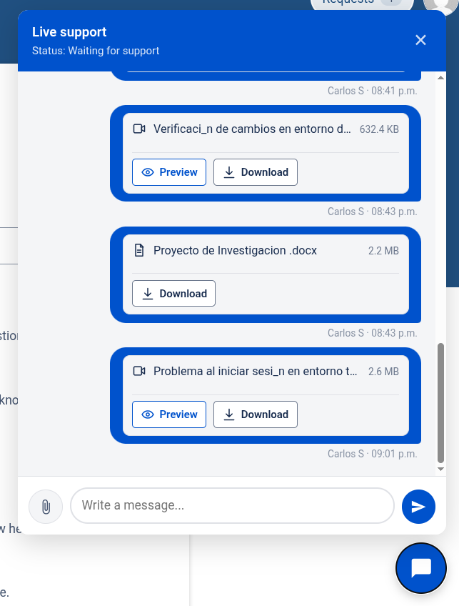 Attachment preview overview in chat