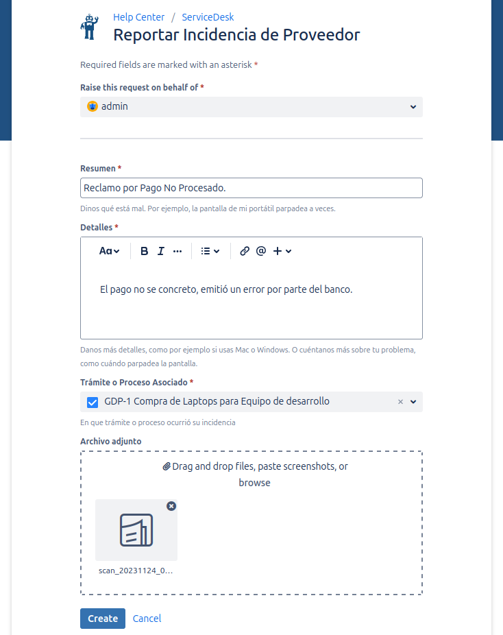 Search and select issues in the JSM portal