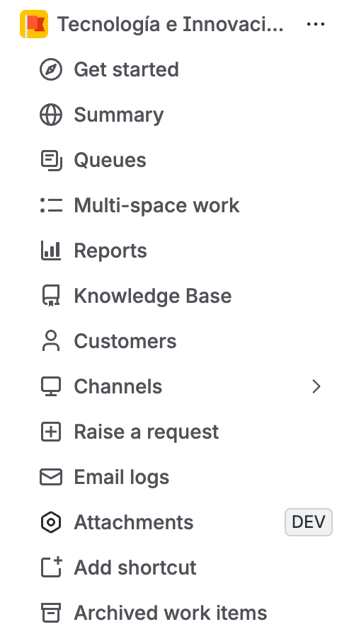 Attachments option in the actions of a JSM space